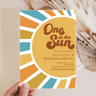 Eine in der Sonne | Retro Boho Sunshine 1. Geburts Einladung
