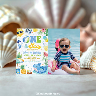 Eine in der Sonne Tropical Beach Geburtstagsfoto Einladung