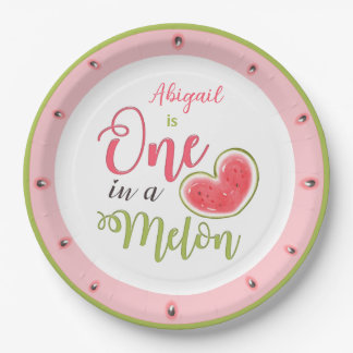 Eine in einem Melon 1. Geburtstagskind Pappteller