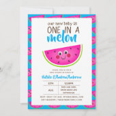 Eine in einem MELON Baby Dusche Blue Pink Moderne  Einladung (Vorderseite)