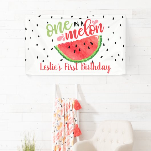 Eine in einem Melon-Birthday-Banner - Rot Banner (Insitu)