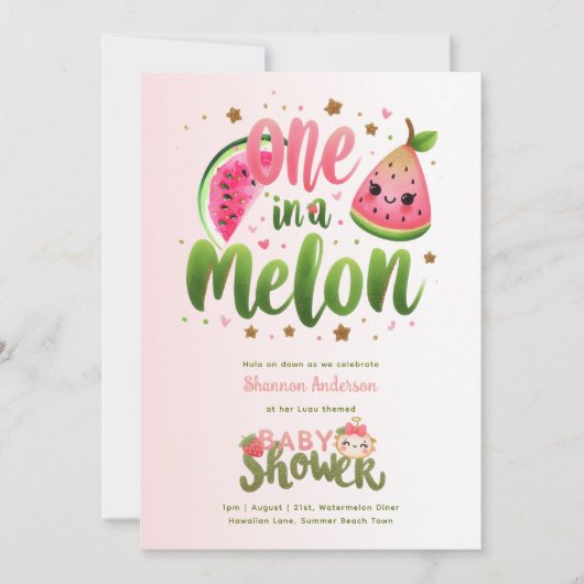 Eine in einem Melon First Birthday oder Babydusche Einladung (Vorderseite)