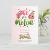 Eine in einem Melon First Birthday oder Babydusche Einladung (Stehend Vorderseite)