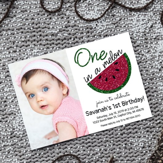 Eine in einem Melon First Birthday Wassermelone-Bi Einladung