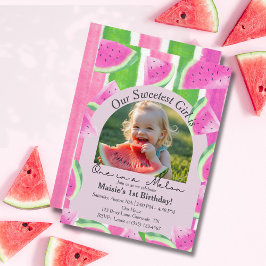 Eine in einem Melon-Foto Pink Watermelon Geburtsta Einladung