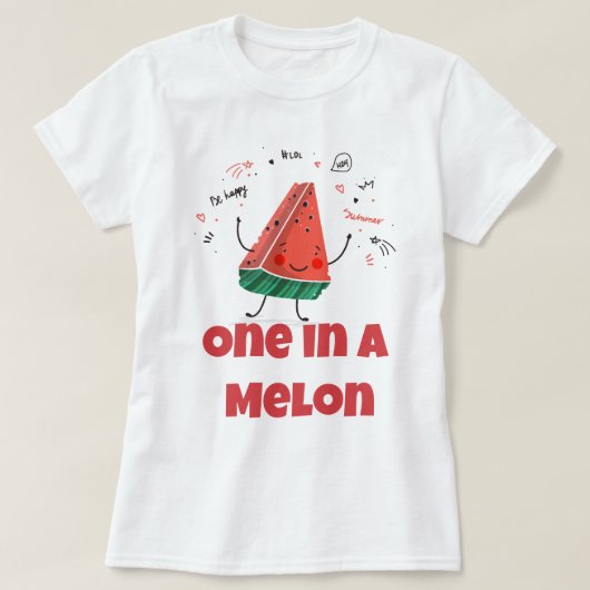 Eine in einem Melon - Fun Summer Watermelon Design T-Shirt (Design vorne)