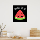 Eine in einem Melon Funny Watermelon Pun Dark BG Poster (Küche)