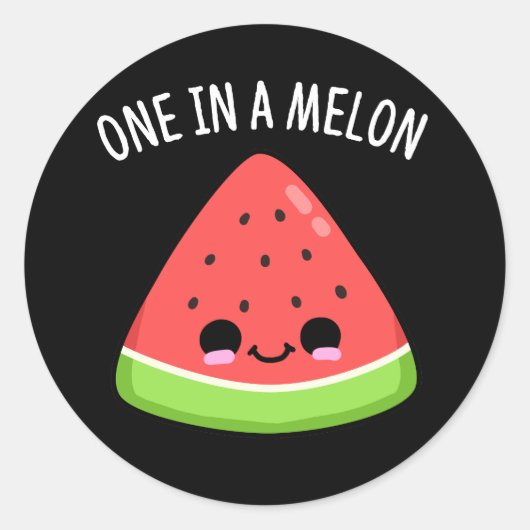 Eine in einem Melon Funny Watermelon Pun Dark BG Runder Aufkleber (Vorderseite)