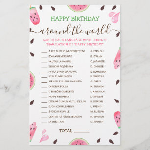 Eine in einem Melon glücklich zum Geburtstag auf d