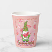 Eine in einem Melon | Green Gnome & Watermelon Pappbecher (Vorderseite)