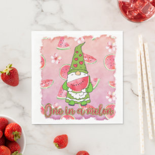 Eine in einem Melon Green Gnome & Watermelon Serviette