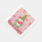 Eine in einem Melon | Green Gnome & Watermelon Serviette (Ecke)