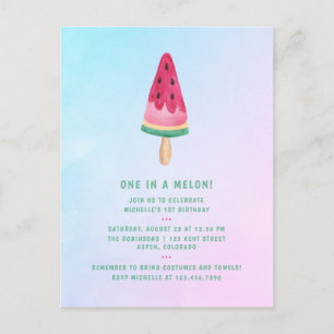 Eine in einem Melon Ice Cream 1. Geburtstag Party Postkarte