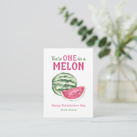 Eine in einem Melon Kids-Klassenzimmer Valentinisc Begleitkarte (Stehend Vorderseite)