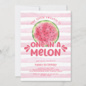 Eine in einem Melon Niedlich Pink Girl 1. Geburtst Einladung (Vorderseite)