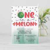 Eine in einem Melon Niedlich Watermelon 1. Geburts Einladung (Stehend Vorderseite)