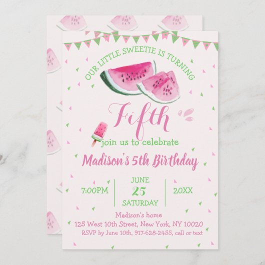 Eine in einem Melon Niedliche Wassermelone 5. Gebu Einladung (Vorne/Hinten)