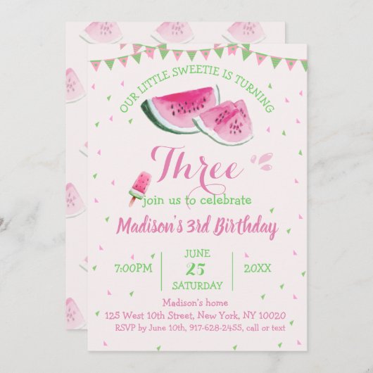 Eine in einem Melon Niedliche Wassermelone Dritter Einladung (Vorne/Hinten)