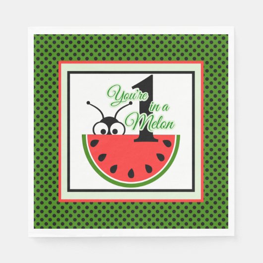 Eine in einem Melon Picnic Ant mit Watermelon Serviette (Vorderseite)