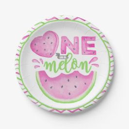 Eine in einem Melon Pink Watermelon 1. Geburtstag  Pappteller