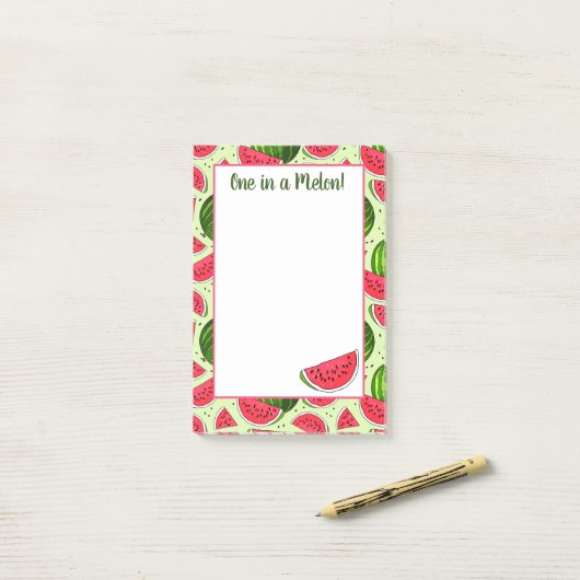 Eine in einem Melon Post-It-Notes Post-it Klebezettel (Auf Schreibtisch)