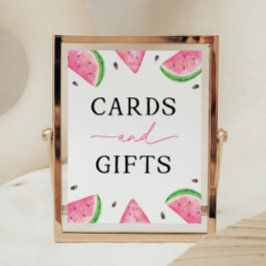 Eine in einem Melon signierte Wassermelone Karten  Sockelschild