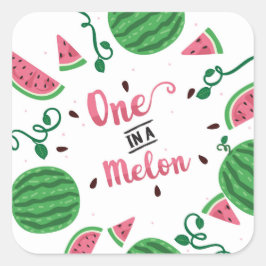 Eine in einem Melon-Sticker, Wassermelon Quadratischer Aufkleber