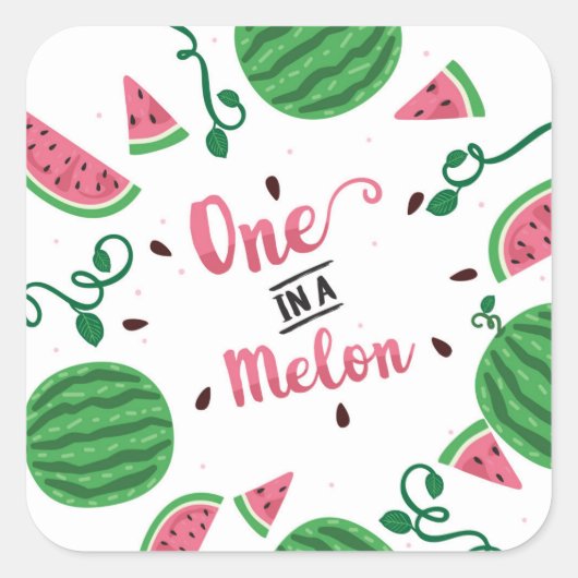 Eine in einem Melon-Sticker, Wassermelon Quadratischer Aufkleber (Vorderseite)
