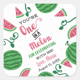 Eine in einem Melon-Sticker, Wassermelon Quadratischer Aufkleber