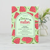 Eine in einem Melon Summer Watermelon 1. Geburtsta Einladung (Stehend Vorderseite)