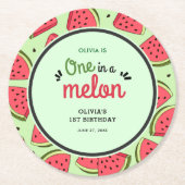 Eine in einem Melon Summer Watermelon 1. Geburtsta Runder Pappuntersetzer (Vorderseite)