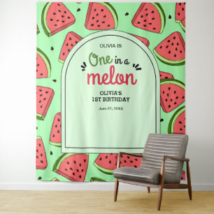 Eine in einem Melon Summer Watermelon 1. Geburtsta Wandteppich