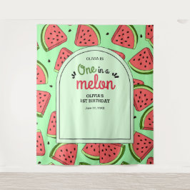 Eine in einem Melon Summer Watermelon 1. Geburtsta Wandteppich