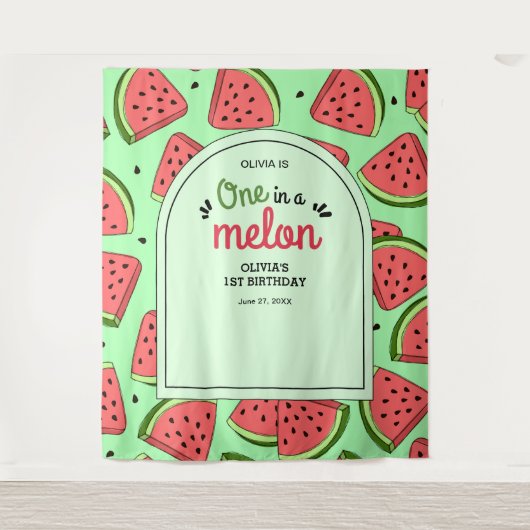 Eine in einem Melon Summer Watermelon 1. Geburtsta Wandteppich (Vorderseite)