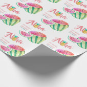 Eine in einem Melon Tropical Watermelon Wasserfarb Geschenkpapier (Ecke)