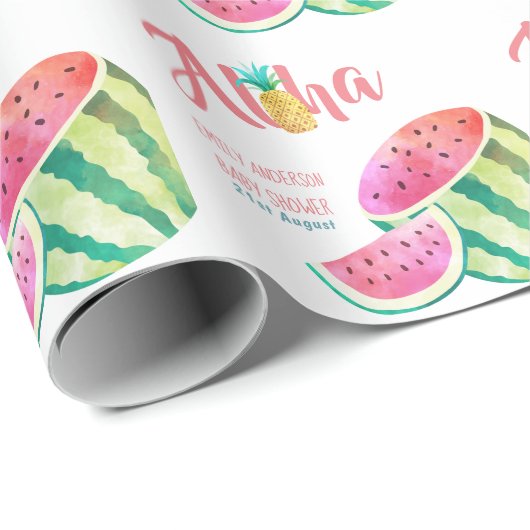 Eine in einem Melon Tropical Watermelon Wasserfarb Geschenkpapier (Rolleneckpunkt)