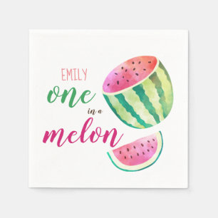 Eine in einem Melon Tropical Watermelon Wasserfarb Serviette
