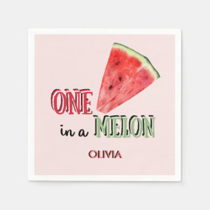 Eine in einem Melon   Wassermelone   1. Geburtstag Serviette