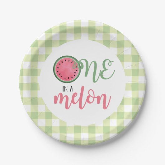 Eine in einem Melon Watermelon First Birthday Pape Pappteller (Vorderseite)