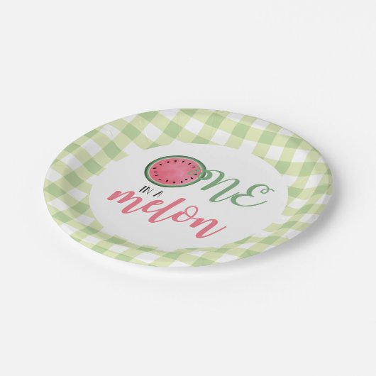 Eine in einem Melon Watermelon First Birthday Pape Pappteller (Schrägansicht)