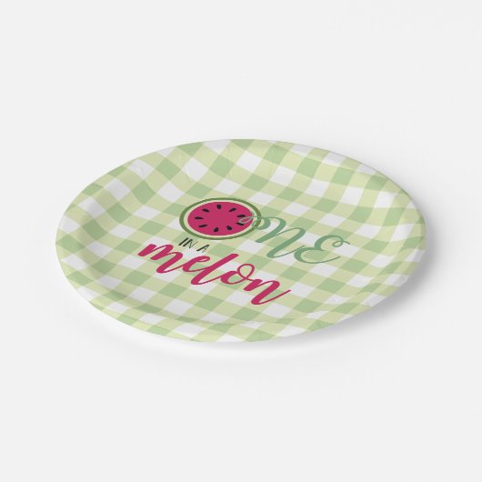 Eine in einem Melon Watermelon First Birthday Pape Pappteller (Schrägansicht)