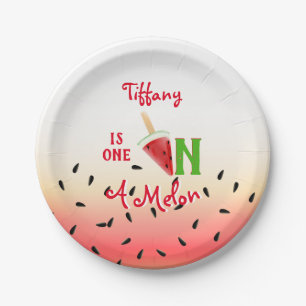Eine in einem Melon Watermelon Frucht Pappteller