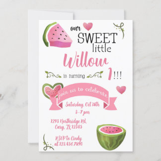 Eine in einem Melon Watermelon Mädchen Geburtstag  Einladung