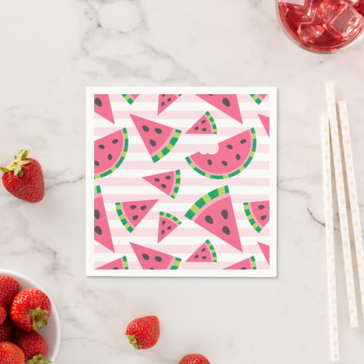 Eine in einem Melon Watermelon Slices & Pink Strip Serviette (Beispiel)