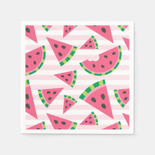 Eine in einem Melon Watermelon Slices & Pink Strip Serviette (Vorderseite)