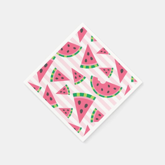 Eine in einem Melon Watermelon Slices & Pink Strip Serviette (Ecke)