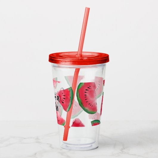 Eine in einem Melon Zitat Wassermelone Wasserfarbe Acryltrinkbecher (Rückseite)