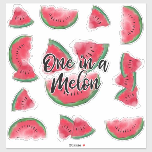 Eine in einem Melon Zitat Wassermelone Wasserfarbe Aufkleber (Blatt)