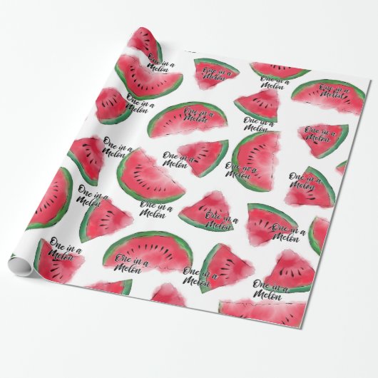 Eine in einem Melon Zitat Wassermelone Wasserfarbe Geschenkpapier (Ungerollt)