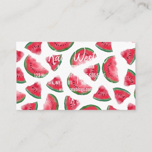 Eine in einem Melon Zitat Wassermelone Wasserfarbe Visitenkarte (Rückseite)